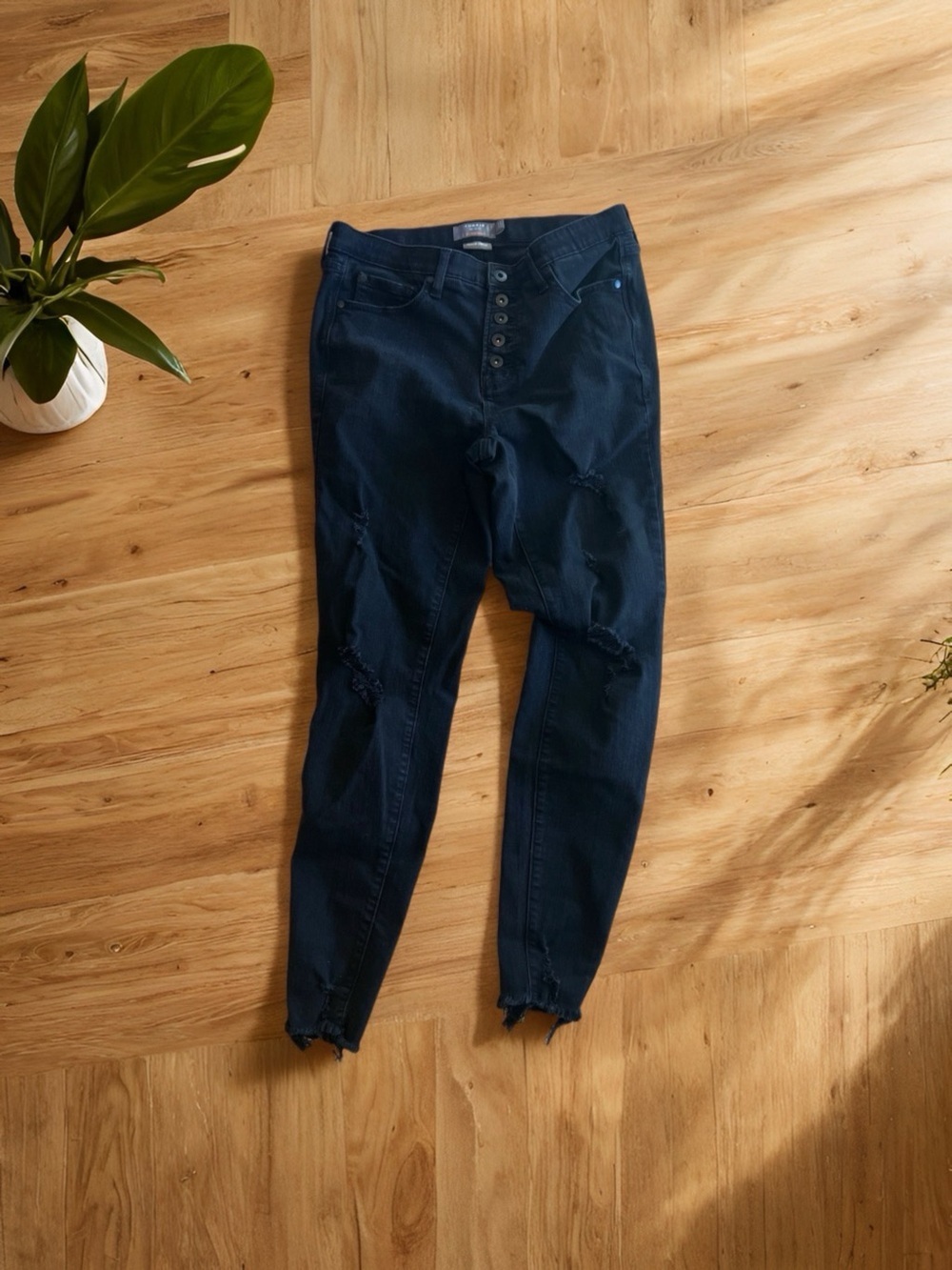 Torrids Black High-Waist Button-Fly Distressed Jeans